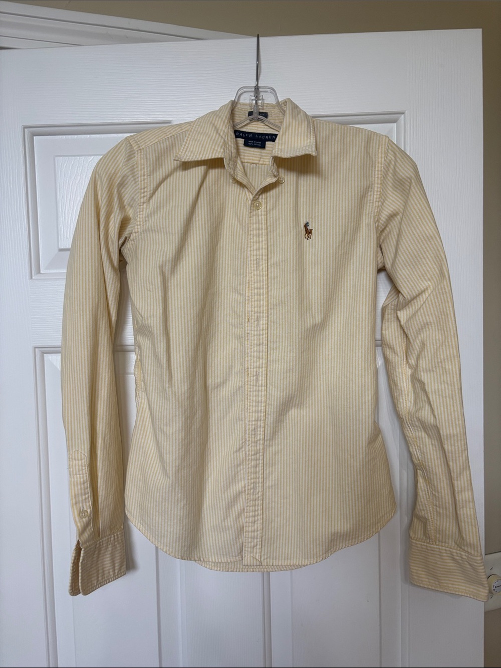 Ralph Lauren Cream and Pale Yellow Striped Button-Down Shirt